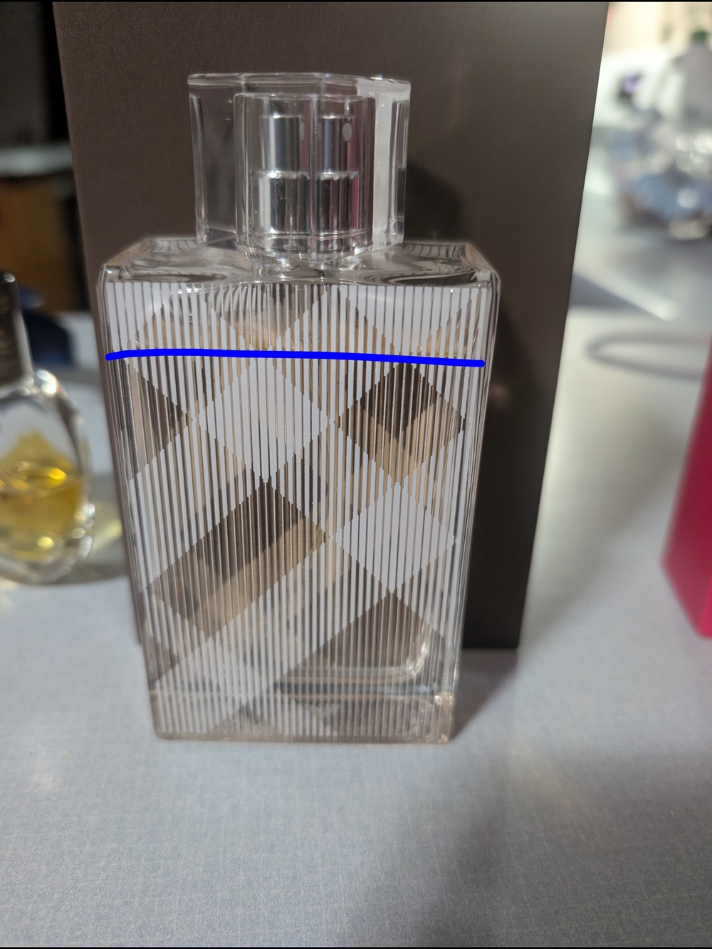 Burberry Clear Glass Check-Pattern Accent Bottle - White & Brown - Picture 2 of 2